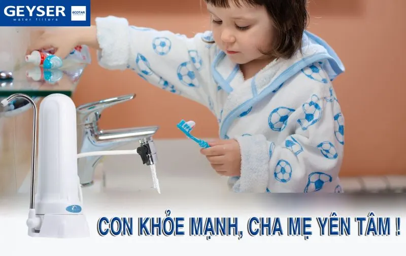 Máy lọc gắn vòi để bàn Geyser 1UH Euro yên tâm khi sử dụng nước