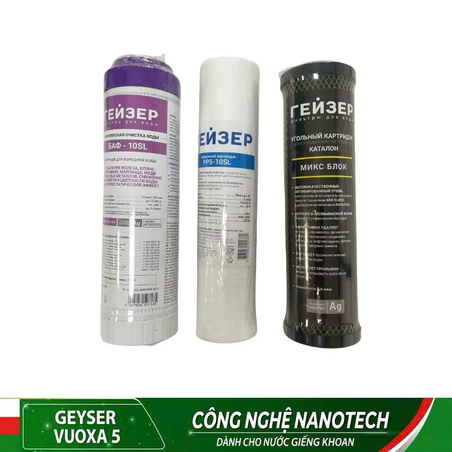 Bộ lõi lọc 123 máy lọc nước ion canxi Geyser Vuoxa 5 - ảnh 3