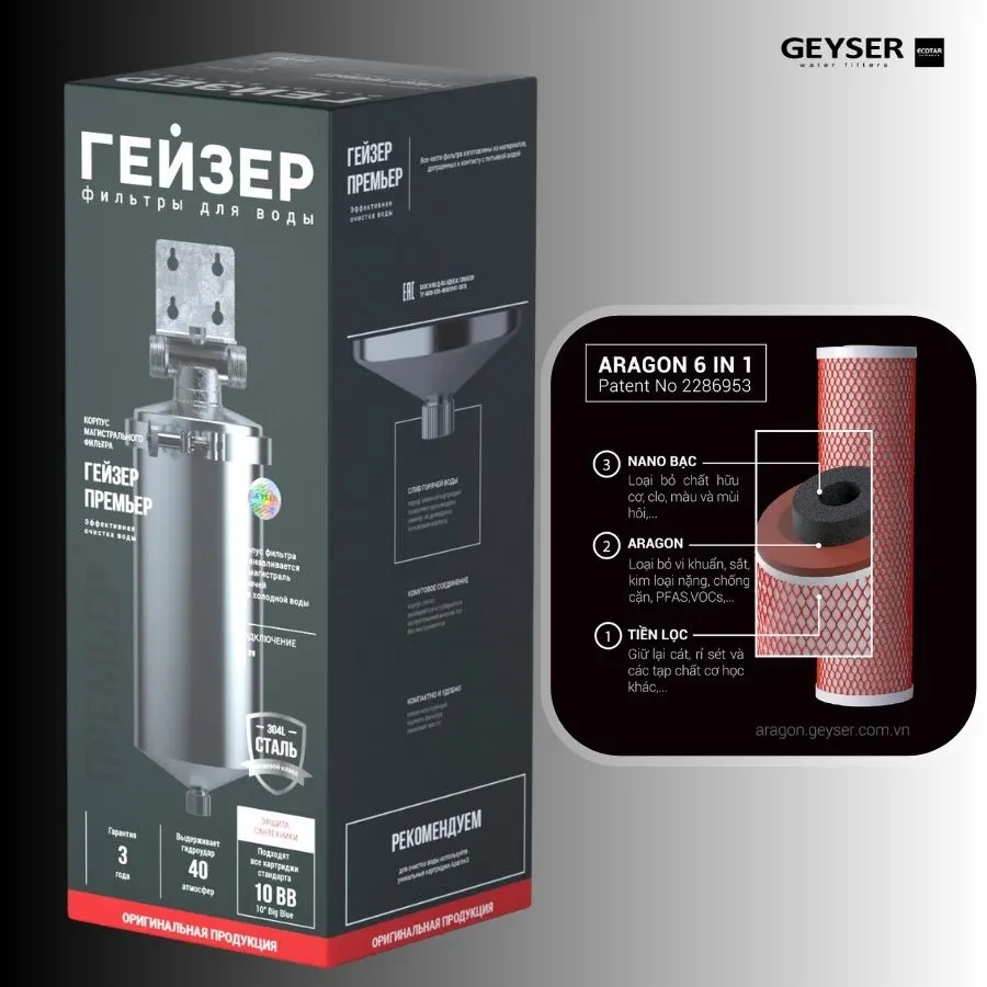 Cột lọc nước sinh hoạt phòng tắm Geyser Ecotar Premier 10BB 8