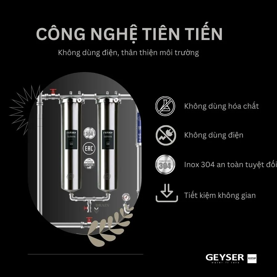 Lọc tổng đầu nguồn Geyser Ecotar 2F1A ứng dụng công nghệ mới nhất thân thiện môi trường