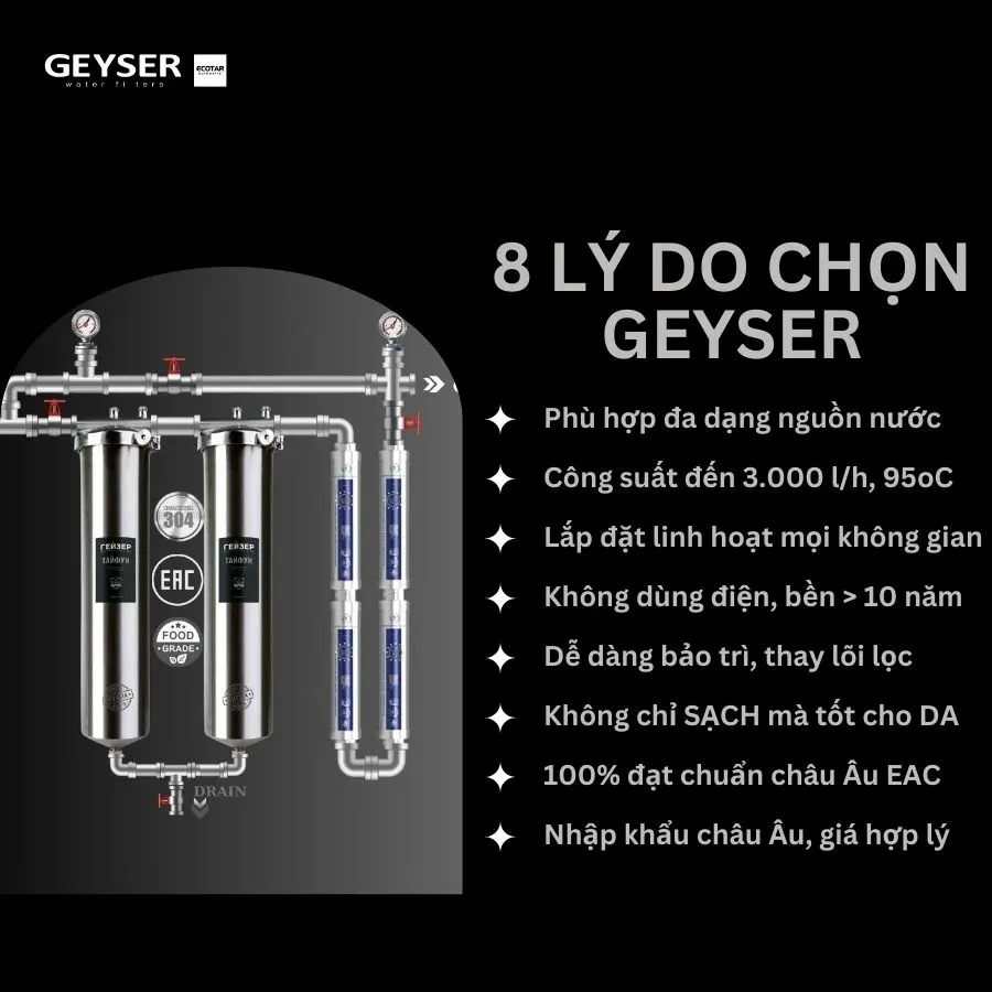 8 lý do bạn nên mua và sử dụng lọc nước tổng đầu nguồn Geyser Ecotar 2F4A