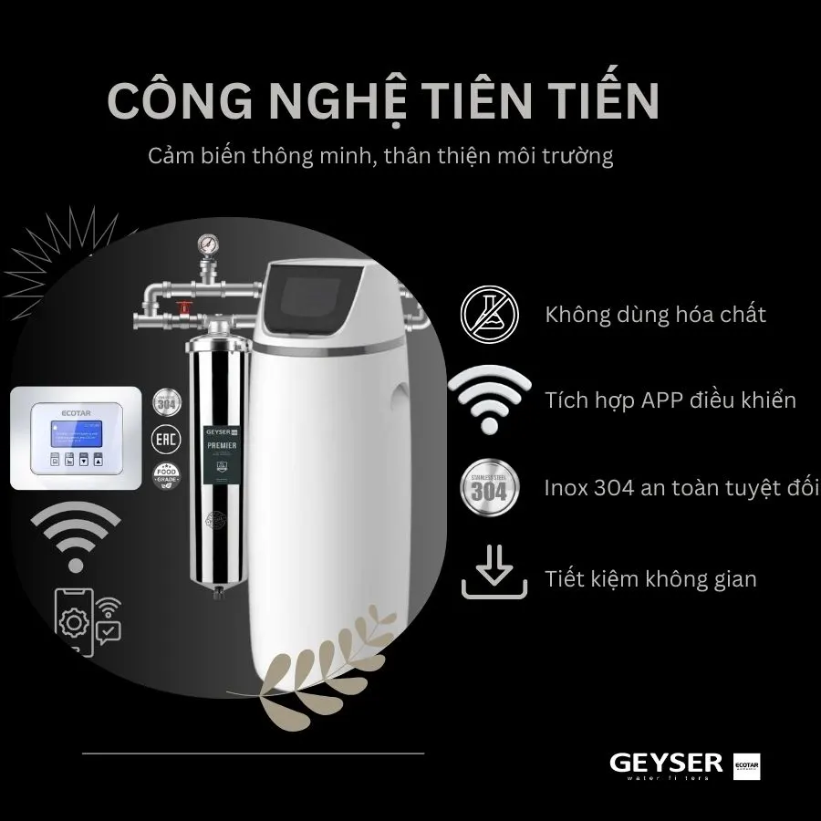 Hệ thống lọc tổng đầu nguồn gia đình tích hợp wifi thông minh Geyser Ecotar 1F20S Smart 5