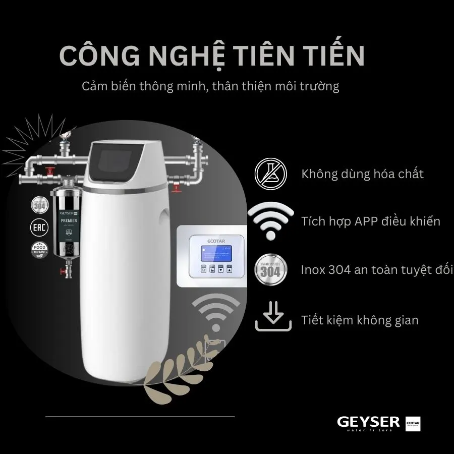 Hệ thống lọc tổng đầu nguồn gia đình tích hợp wifi thông minh Geyser Ecotar 1F10S Smart 5
