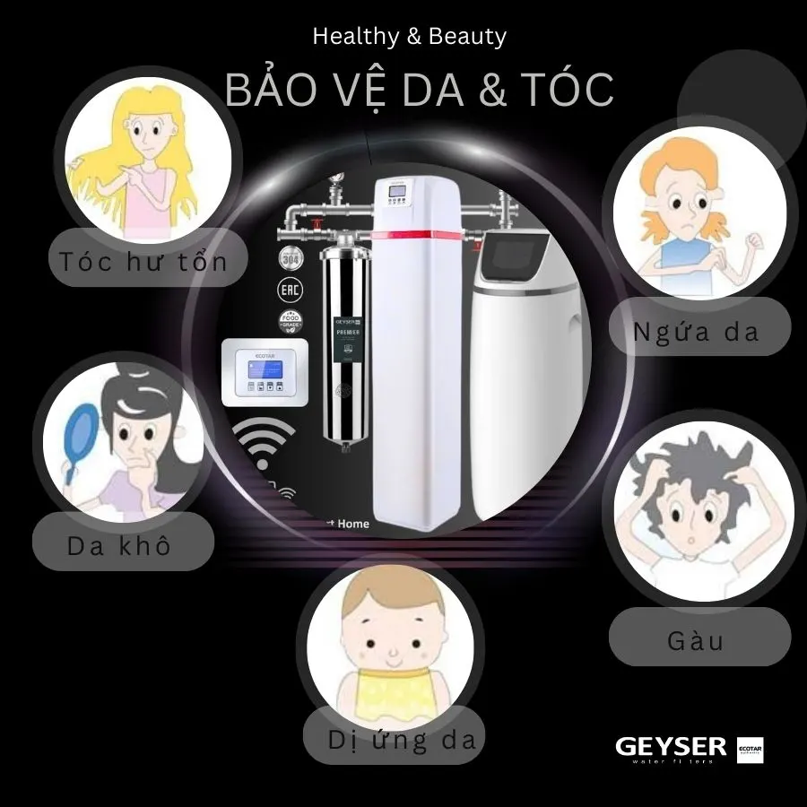 Hệ thống lọc tổng đầu nguồn villa biệt thự tích hợp điều khiển thông minh Geyser Ecotar Lux Smart Home 2