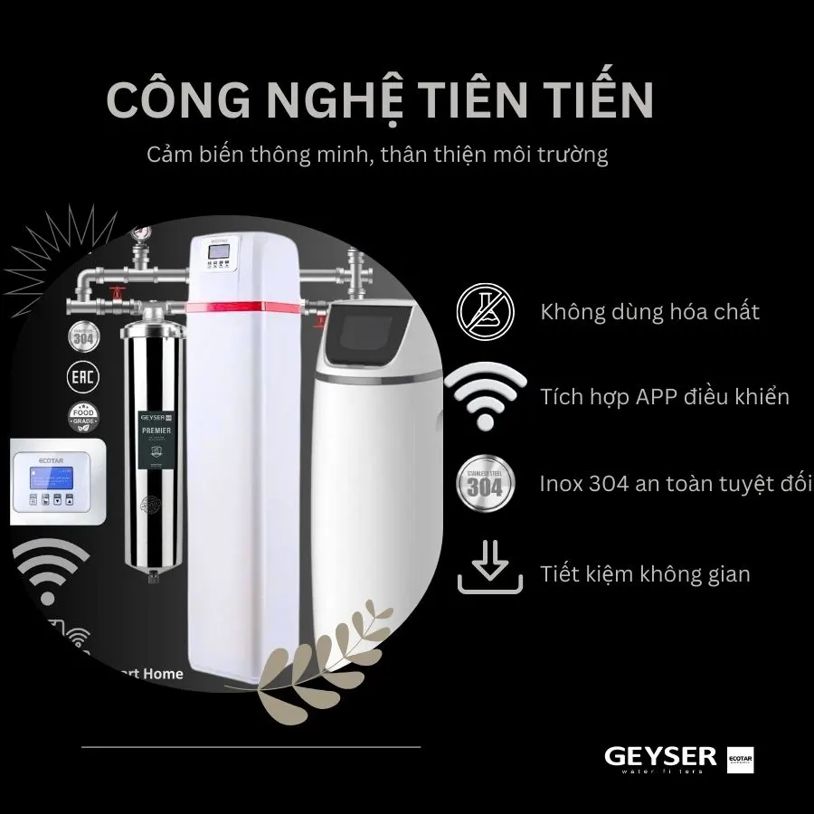 Hệ thống lọc tổng đầu nguồn villa biệt thự tích hợp điều khiển thông minh Geyser Ecotar Lux Smart Home 5