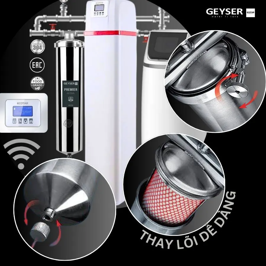 Hệ thống lọc tổng đầu nguồn villa biệt thự tích hợp điều khiển thông minh Geyser Ecotar Lux Smart Home 13