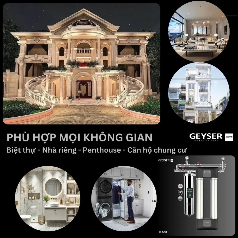 Hệ thống siêu lọc tổng đầu nguồn gia đình tích hợp điều khiển thông minh Geyser Ecotar 1F30UF 9