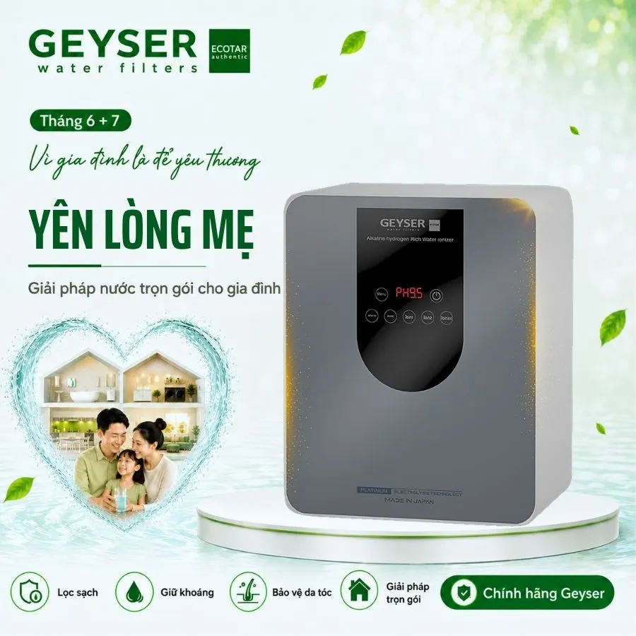 Máy lọc nước ion kiềm giàu hydro Geyser Ecotar 9 Pro chính hãng