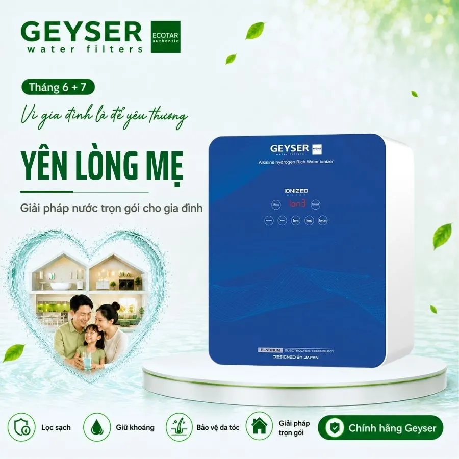 Máy lọc nước ion kiềm Geyser Ecotar 9 Slim T chính hãng