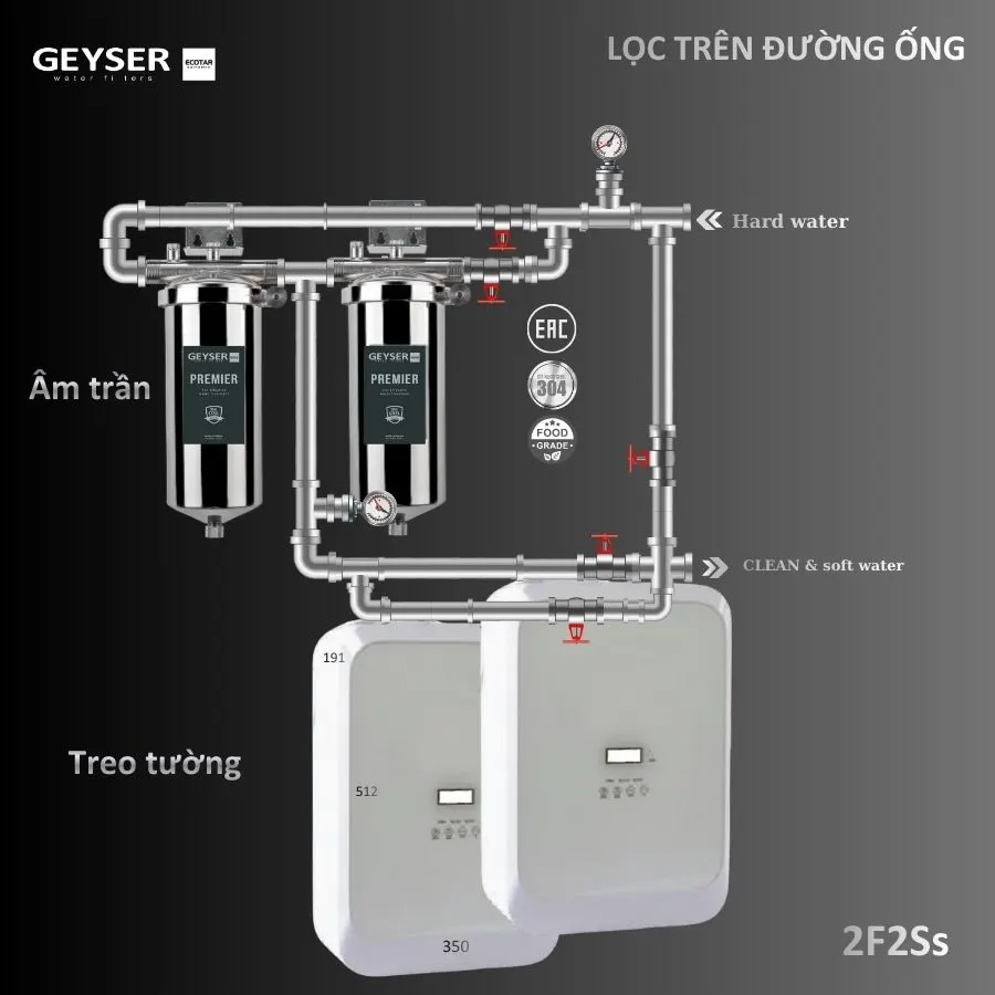 Lọc tổng đầu nguồn Geyser Ecotar 2F2Ss chính hãng