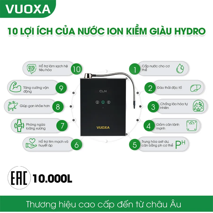 Máy lọc nước ion kiềm giàu hydro Geyser Vuoxa i5000 - ảnh 2