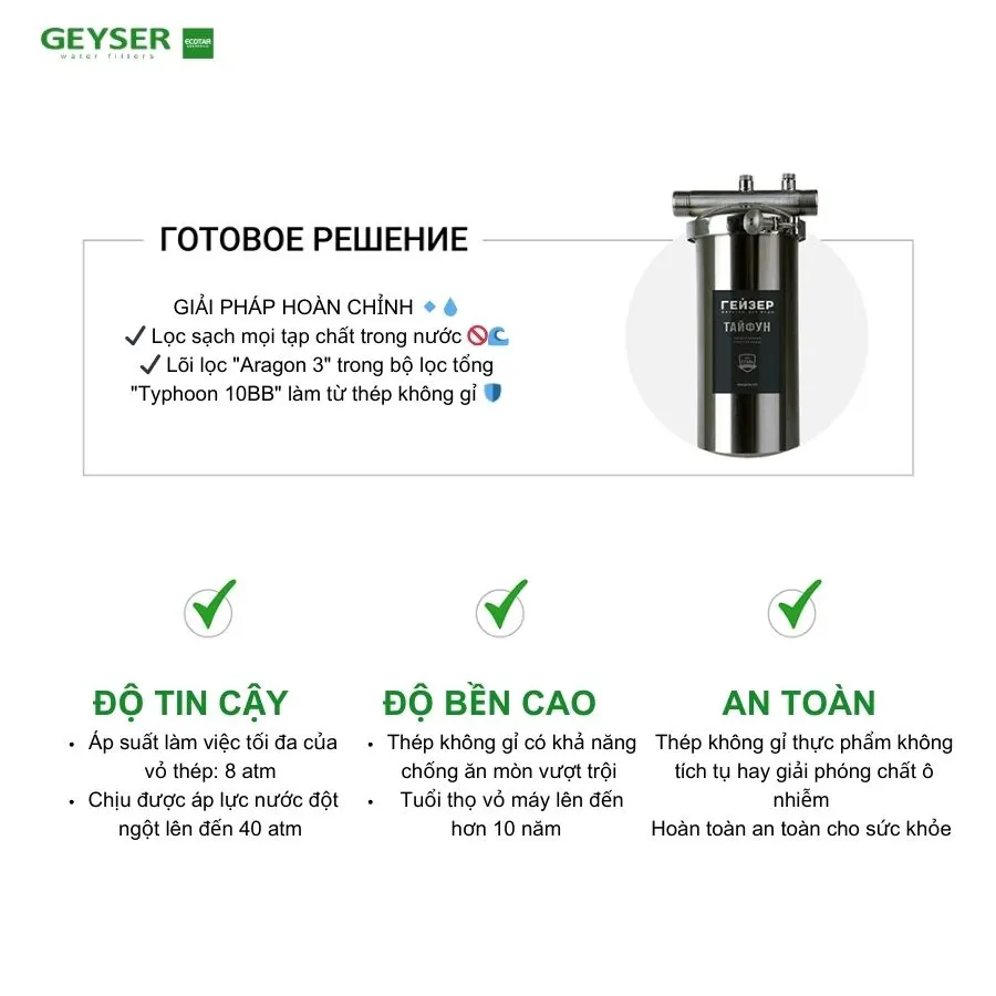 Lõi lọc nước nano Geyser Aragon 3 10BB ưu thế