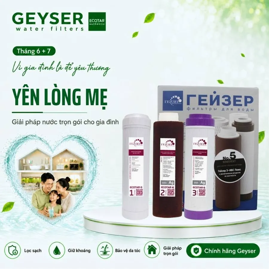 Bộ lõi lọc nước nano dành cho Geyser Ecotar 6 chính hãng