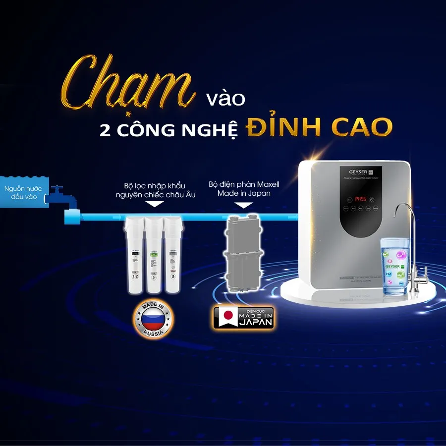 Máy lọc nước ion kiềm giàu hydro Geyser Ecotar 9 Pro - ảnh 5