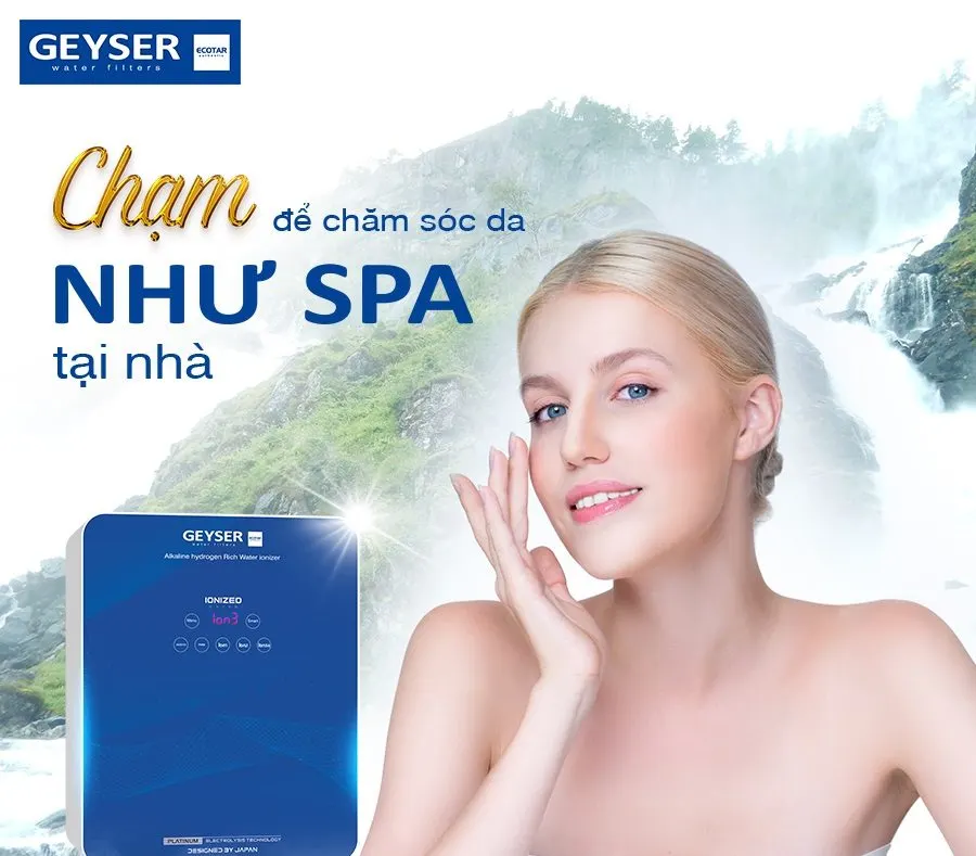 Geyser Ecotar 9 Slim T giúp tạo nước pH chuẩn để chăm sóc da dịu nhẹ tại nhà