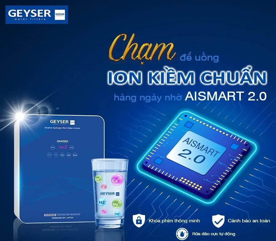 Công nghệ điều khiển Thông Minh, cảnh báo an toàn AISmart 2.0 của Geyser Ecotar 9 Slim T