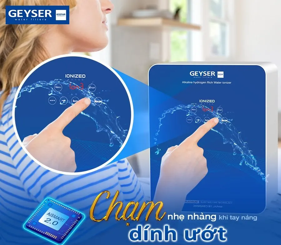 Công nghệ Aismart 2.0 của Geyser Ecotar 9 Slim T giúp cảm ứng nhạy mượt
