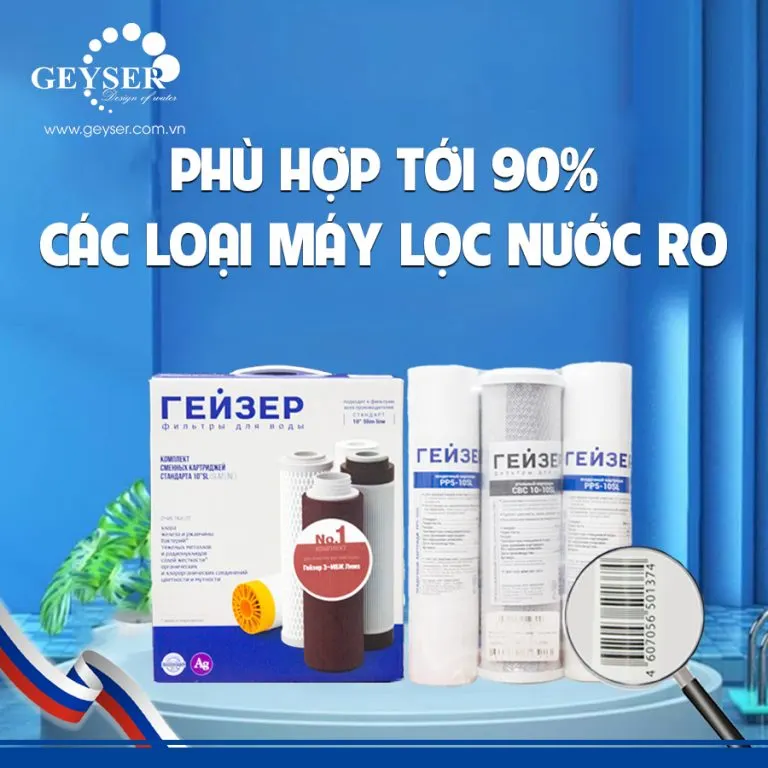 Bộ 3 lõi lọc nước 123 EuroAqua A thay lõi máy RO chính hãng