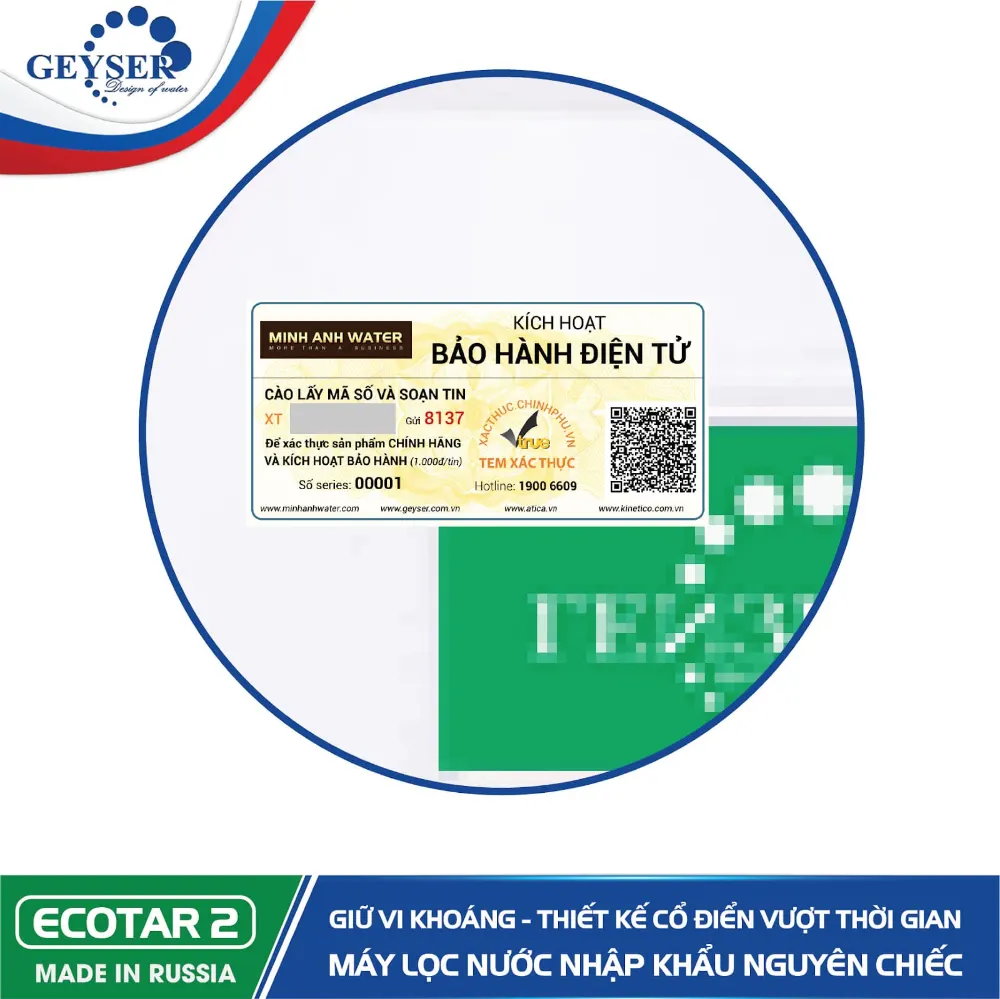Tem kích hoạt bảo hành điện tử máy Geyser Ecotar 2