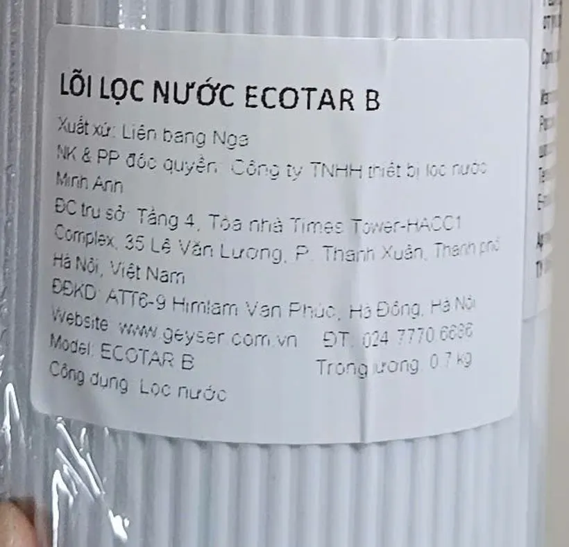Lõi lọc nước Geyser Ecotar 3 nano Ecotar B – Nhập - ảnh 3